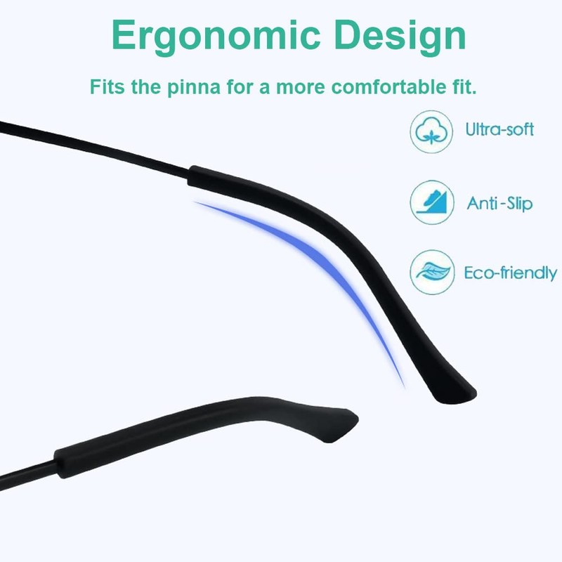 Junsika Eyeglass Temple End Tips Soft Silicone Anti Slip Eyeglass