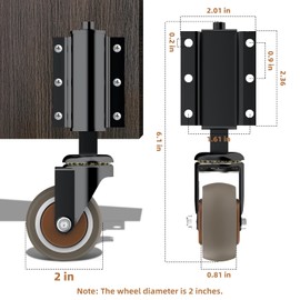 USCaster 1 Pack Gate Wheel 2inch Gate Caster for Wooden Gate 80lbs Capacity 360 Degree Rotation TPR Rubber Tire Spring-Loaded Gate Wheels with Screws & Screwdriver(Black)