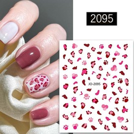 3 Sheets Leopard Print Nail Art Stickers 3D-Self Adhesive Nail Stickers Colorful Leopard French Nail Decals Nail Art Design for Women Girls DIY Manicure Tips Nail Art Decoration Supplies