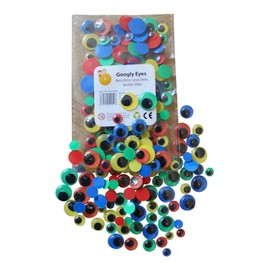 Kids B Crafty 100 Googly Eyes Coloured With Black Pupil 8mm 10mm 12mm 14mm
