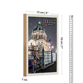 Berlin Holzschild | Deutschland Motiv | Retro Wanddeko | 12 cm x 18 cm