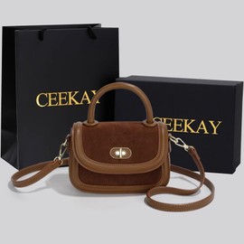 CEEKAY Women's Shoulder Bag, Brand Pochette, One Shoulder Handbag, Small, Mini Bag, Women's Bag, Shoulder Hanging, Cross-body Handle, 3-Way, Lightweight, Korean Style, Commuting, Brown