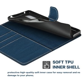 Shantime Leather Wallet Case Compatible with AGM Glory, Colorful Flip Cover with Card Holders Magnetic Closure Full Protection Shell(Blue)