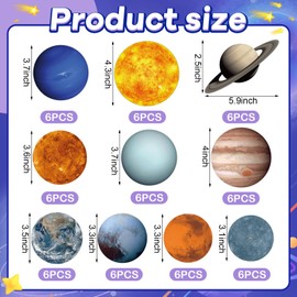 60 Pcs Solar System Cutouts for Bulletin Board 9 Planets Galaxy Wall Decal Solar System Decor for Bedroom Nursery Classroom Outer Space Decoration Universe Theme Party Earth Day Bulletin Board Decor
