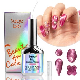 SAGEBIO Cat Eye Gel Nail Polish with Magnet Stick, 15ml Holographic Magnetic Effect Gel, Long-Lasting & Non-Toxic, Ideal for DIY Nail Art 03