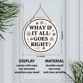 Therapy Office Wall Decor, Inspirational Round Wood Hanging Sign Decorations, Mental Health Decor for School Psychologist Office, Gifts for Therapist Psychologist School Counselor, It All Goes Right