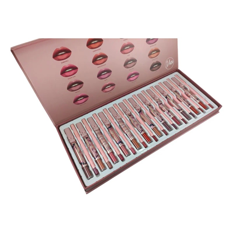 12 Labial Liquido Mate Con Delineador 12 Tonos Favor Beauty