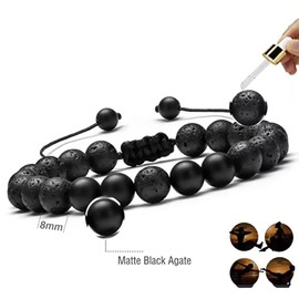 MADIOLA Pulseras para Hombre o Mujer de Piedras Naturales, Pulseras para Parejas de Piedras de Ojo de Tigre, Chakras, Lava Volcánica, Howlita, Agata, Ónix - Ajustables