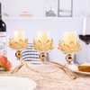 DOUNX Crystal Candle Holders 3 Arms Lotus Candelabras Gold Arch