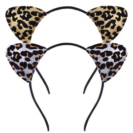 NIDHFG 2 Pieces Of Leopard Ear Headband, Creative And Fashionable Children'S Cat Ear Headband, Cute Animal Ear Accessories, Fun Clothing Accessories.