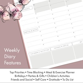 Perfect Planner Company - Family & Lifestyle Planner - Undated A5 Personal Planner - Children's Activities - Finances, Budgets, Holiday Planning - 100gsm FSC Paper - Flexi Cover, Dusky Pink