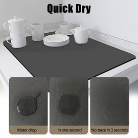 Drying Mat, 11.8"*15.7" Draining Board Mats Quick Dry Dish Draining Mat, Non-Slip Draining Mat Drying Mat for Kitchen Counter(Grey-30cm*40cm)