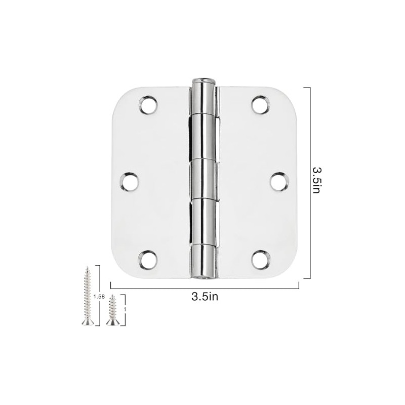 12 Pack Rounded Door Hinges 3.5 inch X 3-1/2" 5/8