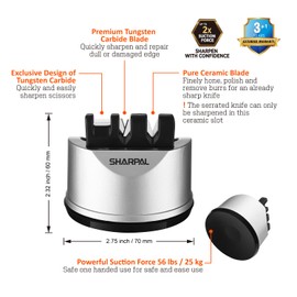 SHARPAL SHARPAL 191H Pocket Knife & Scissors Sharpener, Kitchen Chef Sharpening Tool for Straight and Serrated Knives C Repairs, Restores, and Sharpens Blades