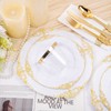 Hioasis 350PCS White and Gold Plastic Plates & Gold Plastic