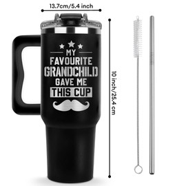 Christmas Gifts for Grandpa - My Favorite GrandChild Gave Me This Cup Tumbler 40Oz, Grandpa Birthday Gifts, Grandad Gifts from Grandkids, Granddaughter, Grandson, Presents for Grandpa, Grandpa Cup