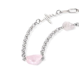 Jeulia Natural Gemstone Healing Necklace: Heartbeat Design Irregular Crystal Pendant Chakra Yoga Crystals Necklaces Balancing Reiki Energy Stone Jewellery Gifts for Women Her (Rose Quartz)