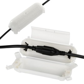 2 Pack of RESTMO Compact Outdoor Extension Cord Cover, IP44 Waterproof Box and Safety Housing Case, Ideal to Protect Outdoor Plugs, Electrical Connections, Holiday Decoration Lights, Size Small, White