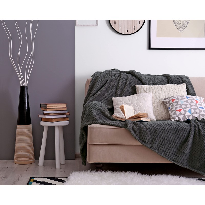 Bear & Panda Waffle Flannel Fleece Mink Throw - Sofa/Bedspread/travel