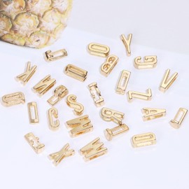 PPhtony Alphabet Slide Letter Charms Initial A-Z Alphabet Beads for Flat Leather Bracelet Wristbands Necklace Pendant Keychain Mother’s Day Graduation Wedding Jewelry Making, 156PCS (KC Gold)