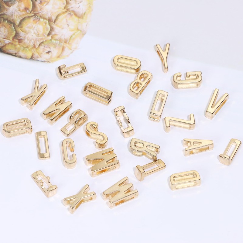 PPhtony Alphabet Slide Letter Charms Initial A-Z Alphabet Beads for