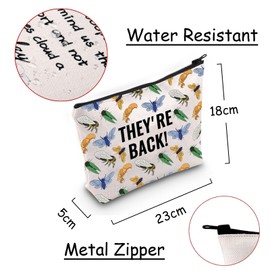 JXGZSO Funny Insect Lover Gift Cicadas Print Cosmetic Zipper Bag They're Back Makeup Bag Bug Lover Gift Entomologist Gifts