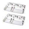 Stainless Steel Rectangle/Square 5 Section Compartment Lunch Plate Round and