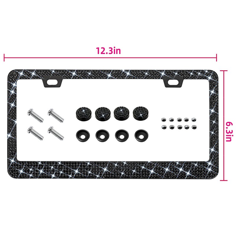 Bling Rhinestone License Plate Frame for Women，Diamond Sparkly Frames| Stainless