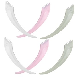 Gatuida 6pcs Stainless Steel Eyebrow Razors for Women Portable Facial Hair Trimmers with Curved Blades Safe and Eyebrow Shavers in White Pink Green for Precise Grooming