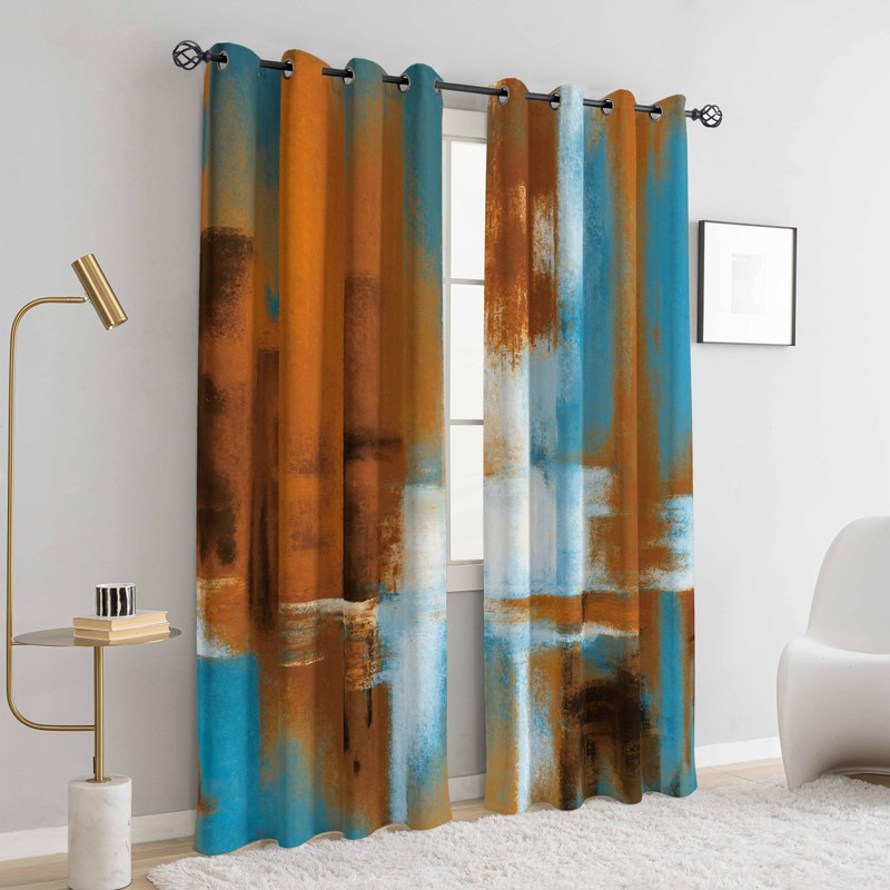 Asuexpect Rust Curtains 2 Panels Abstract Curtain Room Darkening Grommet
