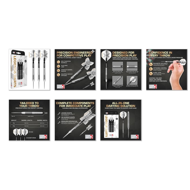 Legend Darts | Steel Tip Darts Set | 90% Tungsten