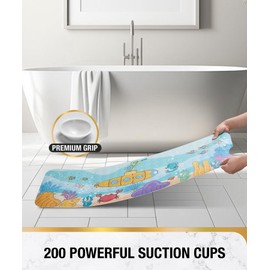 HITSLAM Baby Bath Mat for Tub, Bathtub Mat Non Slip for Kids, 40 x 16 Inch Extra Long Bath Tub Mat, Bathroom Shower Mat with Suction Cups and Drain Holes, Soft on Feet, Machine Washable, Submarine