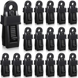 Outus 20 Pcs Tarp Clip Crocodile Mouth Multipurpose Secures Clamp with Strong Lock Clamp Trap Clip Camping Clips Tighten Tent Snap Grip for Outdoor Tent Awning Banner(Black)