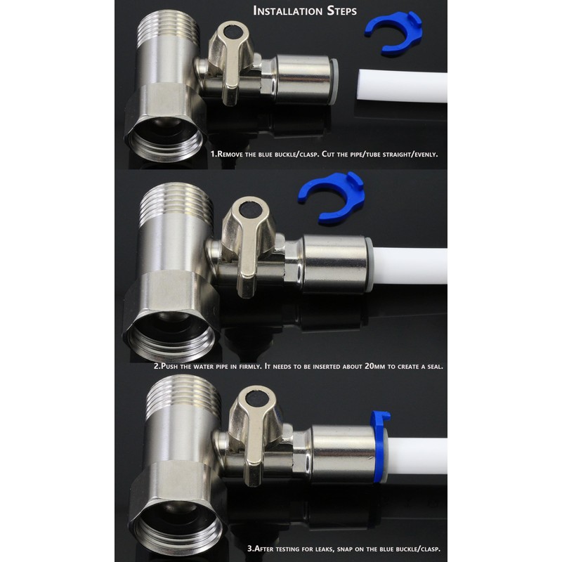 Stainless Steel Water Supply Adapter 1/2" x 1/2" x 1/4"