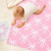 SmoothNovelty Pink Bow Knit Swaddle Blanket for Girls, Cotton Soft