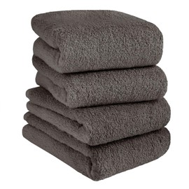 Hiorie Face Towels, Made in Japan, Hotel Style Towels, Classy, Set of 4, Charcoal Gray, Fluffy, Premium Extra Long Cotton, Instantly Absorbent, Thick, Senshu Quality Towel Certified