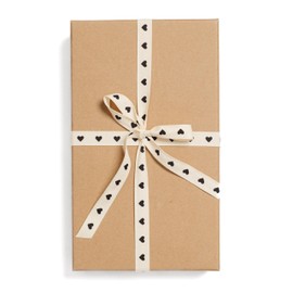 Sisterly Market Sisterly Market Cotton Herringbone Custom Ribbon Natural 5/8' x 10 Yards (5/8 inch, Black Hearts)