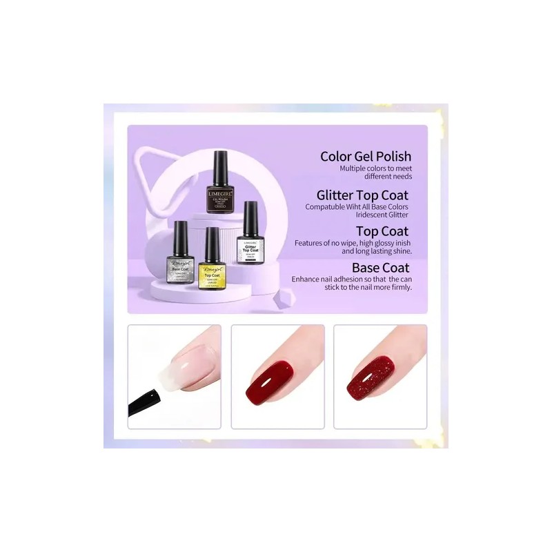 24 Pcs Gel Nail Polish Kit Glittering Nailkit For Gift