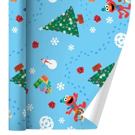 GRAPHICS & MORE Sesame Street Holiday Footprints in the Snow Pattern Gift Wrap Wrapping Paper Rolls