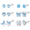 THUNARAZ Hypoallergenic Birthstone Stud Earrings for Women Butterfly Flower Heart