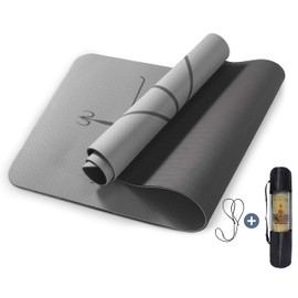 Yoga Mat Non Slip, Pilates Fitness Mats with Alignment Marks, Eco Friendly, Anti-Tear Yoga Mats for Women, 1/4" Exercise Mats for Home Workout with Carrying Strap