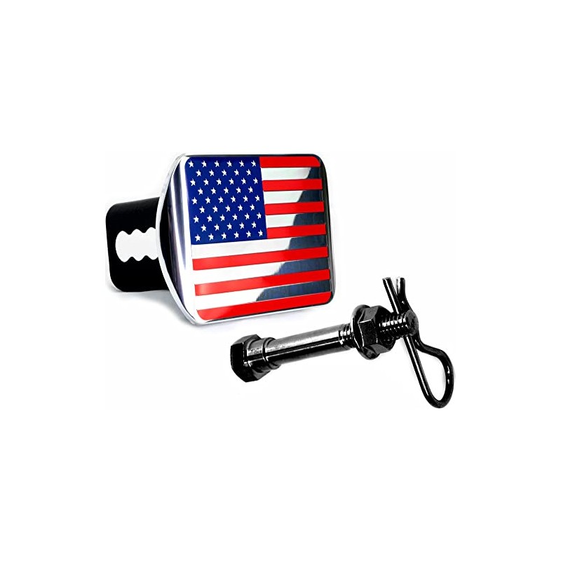 American Black Flag Metal Hitch Cover (Fit 2" Receiver, Color)