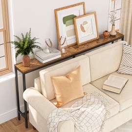 MAHANCRIS 63" Console Table, Narrow Sofa Table for Entryway, Industrial Side Table for Hallway, Living Room, Bedroom, Sturdy and Stable, Easy to Assemble, Rustic Brown CTHR16001Z