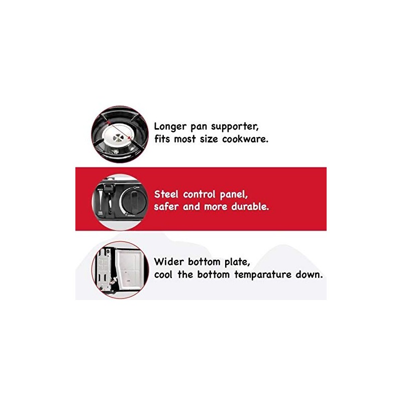 Max Gas Stove MS-2500 (Black), 8000 BTU, Camp Stove, with