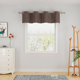 Valance Curtains Linen Textured Kitchen Short Small Mini Living Room 18 inches Long Brown Bedroom Curtain Toppers Valance 1 Panel Grommet Top 54"x18"