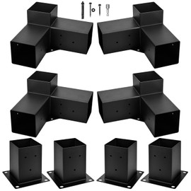 TPHUC Pergola Bracket, 3-Way Pergola Right Angle Bracket, Raised Wood Bracket for 4"x4" (Inner Dimensions: 3.5"x3.5") Wooden Beam, Pergola, Garden, Gazebo,... (Set 8)