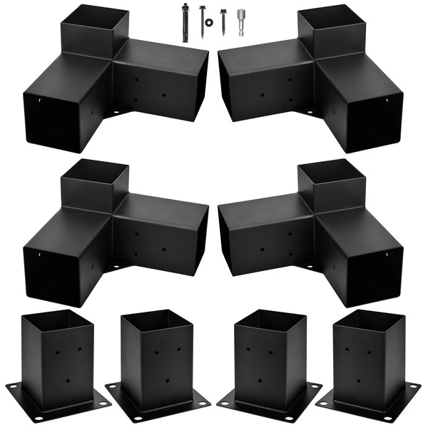 TPHUC Pergola Bracket, 3-Way Pergola Right Angle Bracket, Raised Wood