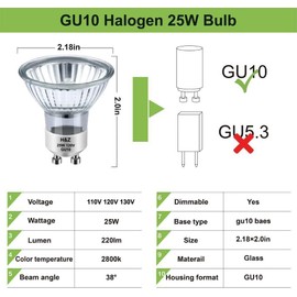 NP5 GU10 120v 25w Bulb Candle Warmer, 6pcs GU10+c 120v 25w Halogen Light Bulbs with Glass Cover, GU 10 Bulb Dimmable & Warm White, MR16 GU 10 Base for Candle Warmer Lighting Bulbs, Track Light Bulbs