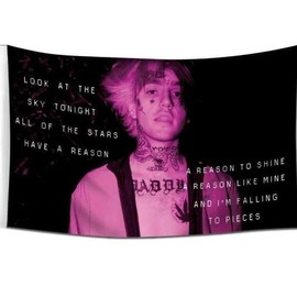 Lil Peep Flag 3X5Feet Star Shopping Lyrics Starry Background Wall Tapestry for Room Decor - Colour: white, size: 80x60inch（200*150cm）