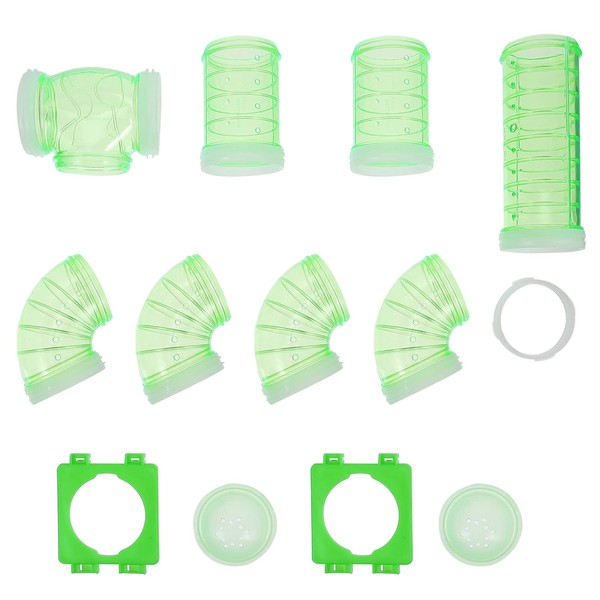 Green Hamster Tube Connection Set Curved Pet Cage Tunnel Diy